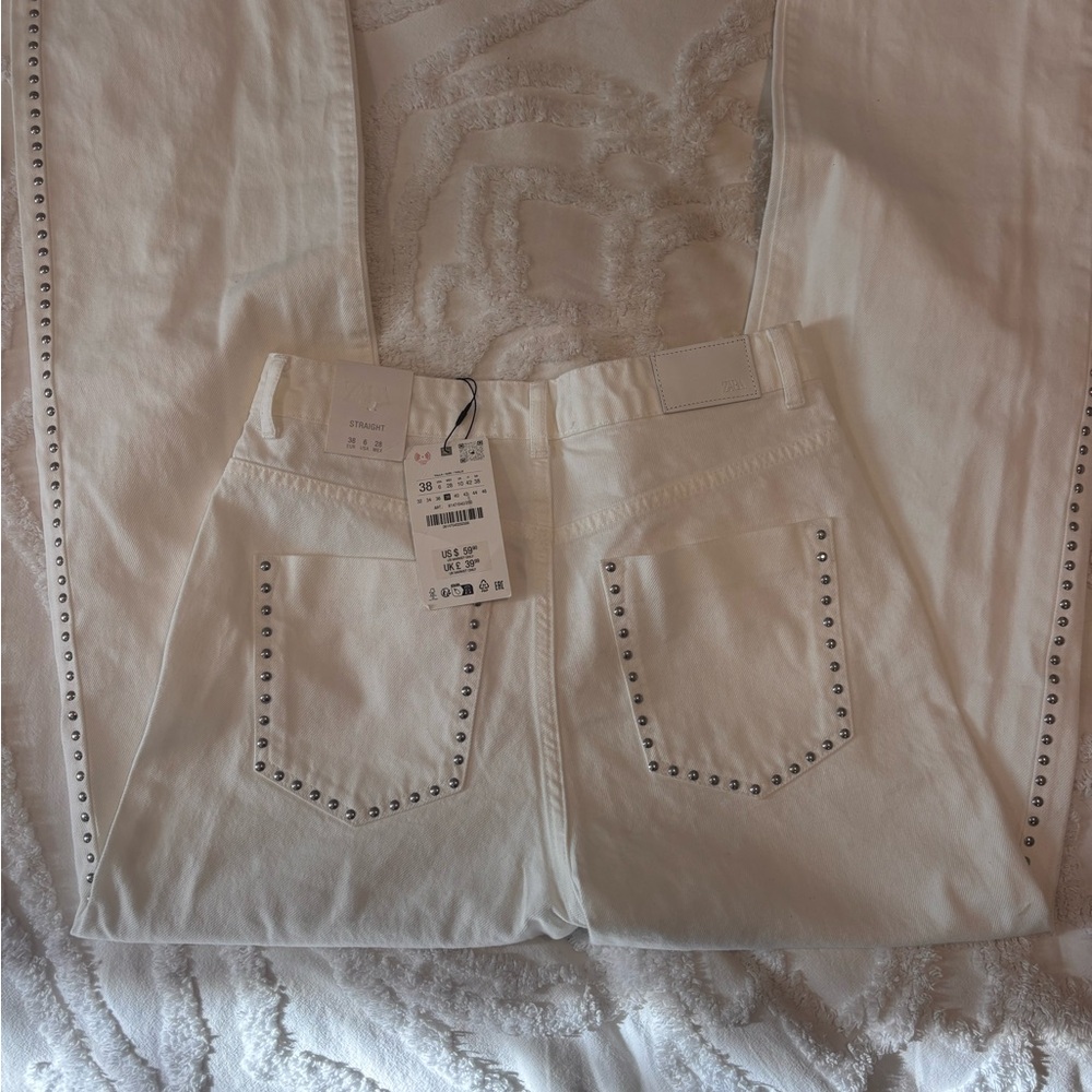 Zara Cream Studded Denim